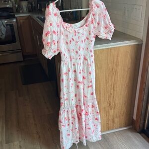 LoveShackFancy Pink Floral Smocked Dress